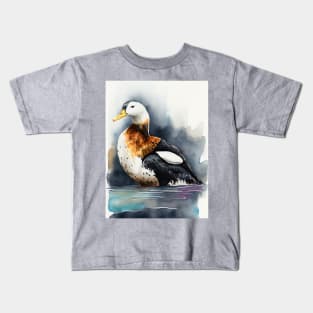 Arctic King Eider - Watercolor Paint Kids T-Shirt